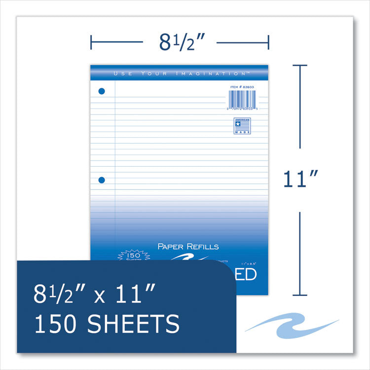 Loose Leaf Paper, 8.5 x 11, 3-Hole Punched, College Rule, White, 150 Sheets/Pack, 24 Packs/Carton