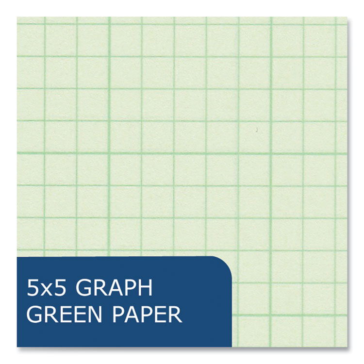Engineer Pad, Data Format (0.5" Margin) and Quadrille Rule (5 sq/in, 1 sq/in), (200) Light Green 8.5 x 11 Sheets, 12/Carton