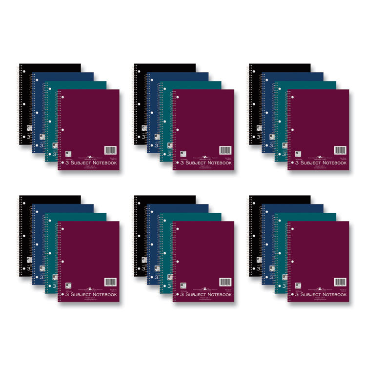 Subject Wirebound Promotional Notebook, 3-Subject, Wide/Legal Rule, Assorted Cover Colors, (120) 10.5 x 8 Sheets, 24/Carton