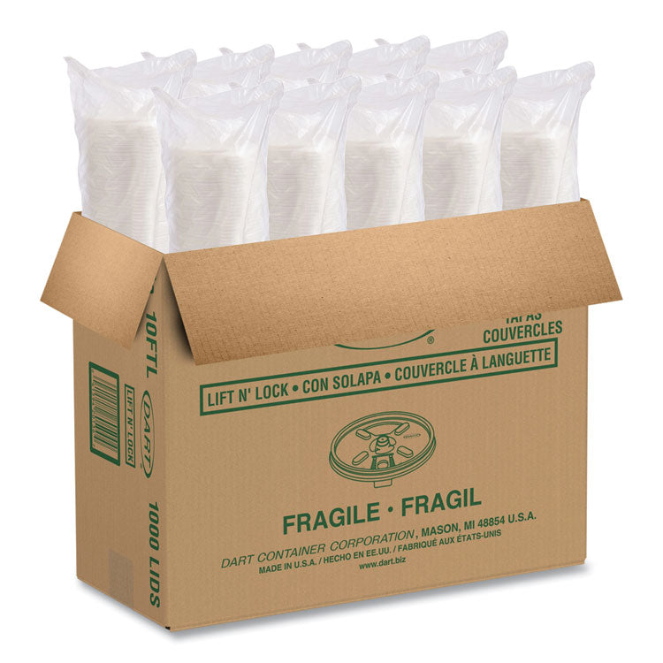 Lift n' Lock Plastic Hot Cup Lids, Fits 10 oz Hot Cups, White, 1,000/Carton