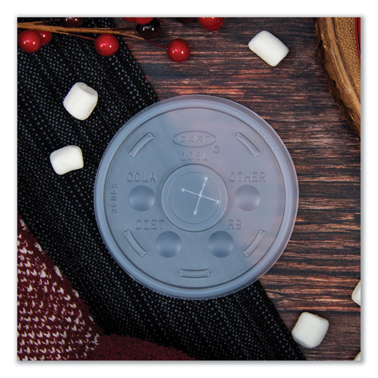 Plastic Cold Cup Lids, Fits 10 oz Cold Cups, Translucent, 100/Pack, 10 Packs/Carton
