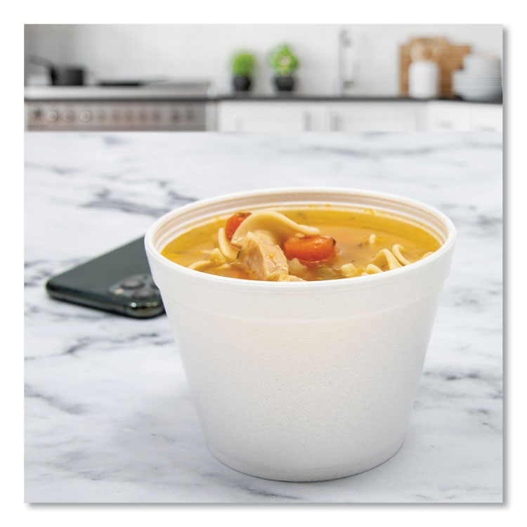 Food Containers, 12 oz, White, Foam, 25/Bag, 20 Bags/Carton