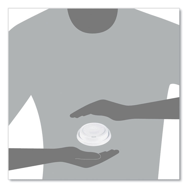 Cappuccino Dome Sipper Lids, Fits 12 oz to 24 oz Hot Cups, Plastic, White, 1,000/Carton