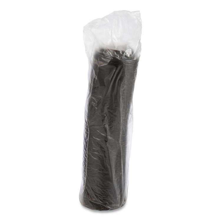 Optima Reclosable Lid, Fits 12 oz to 24 oz Hot Cups, Plastic, Black, 100/Pack, 10 Packs/Carton