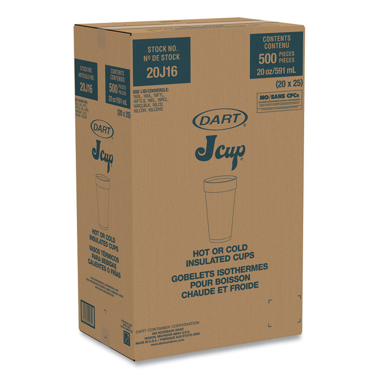 Foam Drink Cups, 20 oz, White, 500/Carton