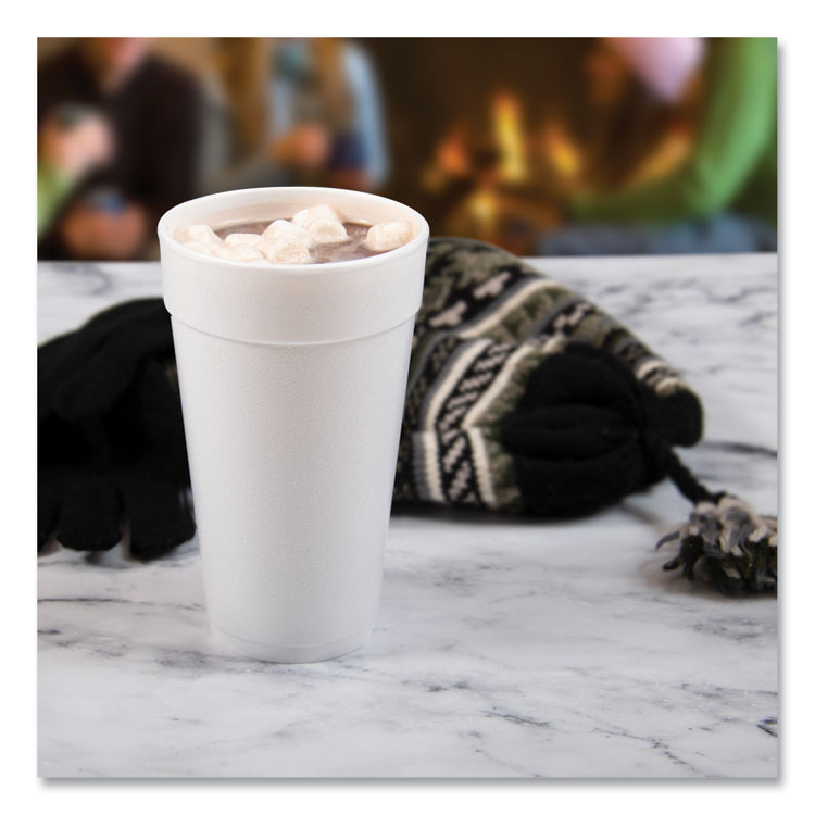Foam Drink Cups, 20 oz, White, 500/Carton