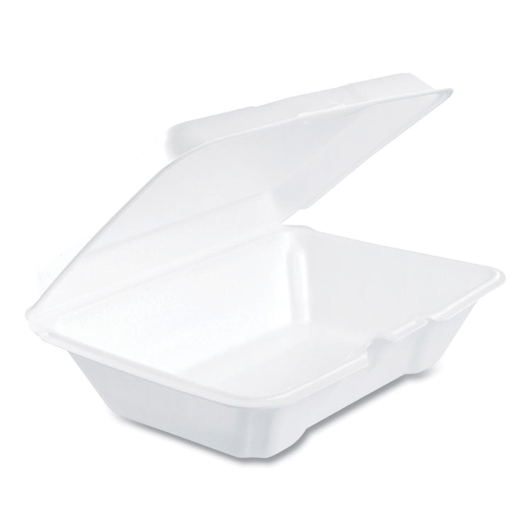 Foam Hinged Lid Containers, 6.4 x 9.3 x 2.9, White, 100/Pack, 2 Packs/Carton