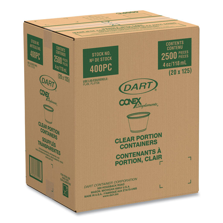 Conex Complements Portion/Medicine Cups, 4 oz, Plastic, Clear, 125/Bag, 20 Bags/Carton