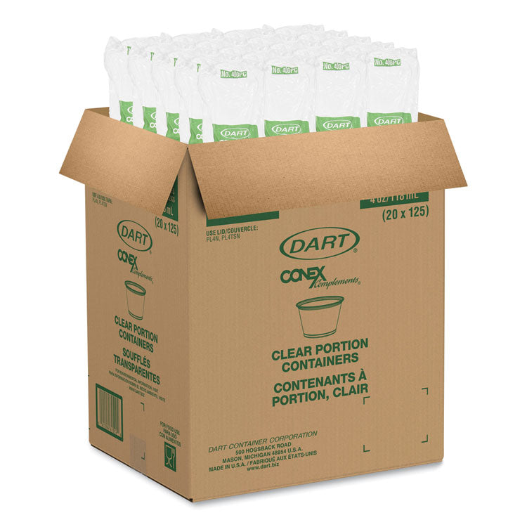 Conex Complements Portion/Medicine Cups, 4 oz, Plastic, Clear, 125/Bag, 20 Bags/Carton