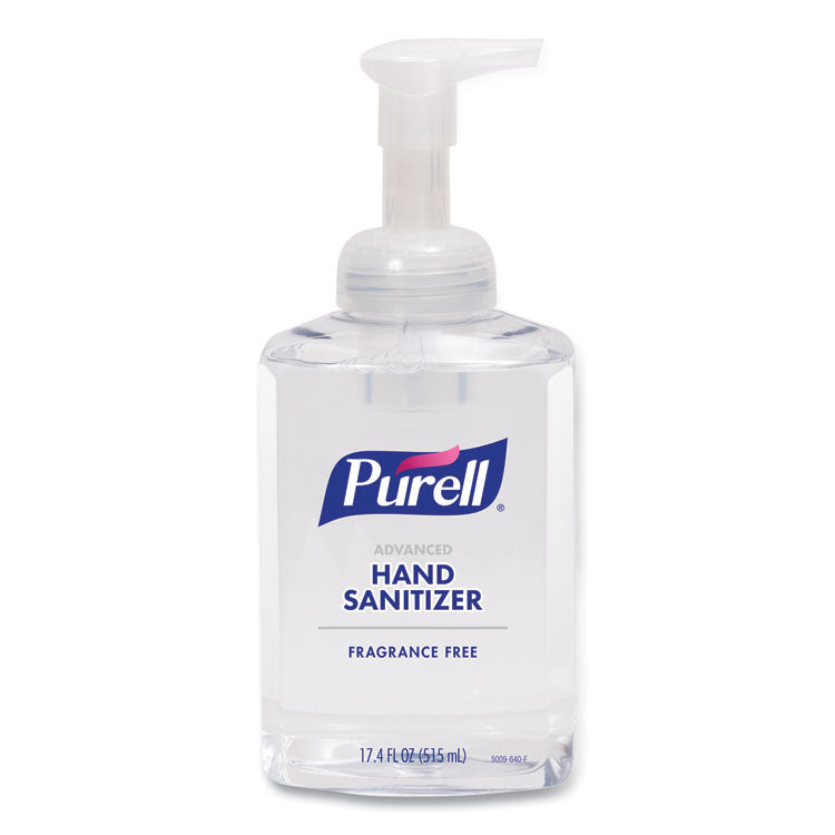 Advanced Hand Sanitizer Foam, 515 mL, Pump Bottle, Fragrance-Free, 4/Carton