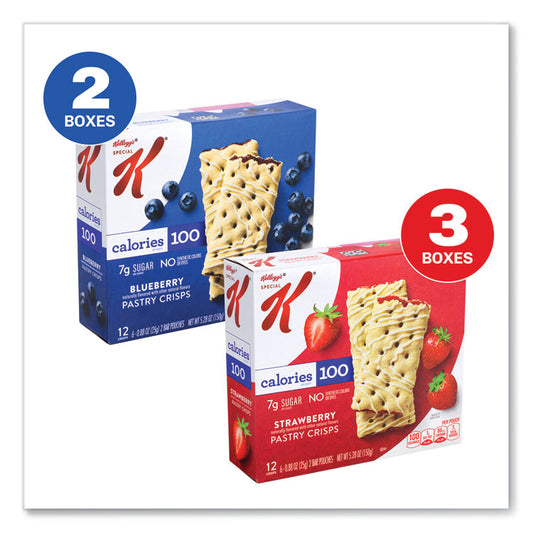 Special K Pastry Crisps, (36) Strawberry, (24) Blueberry, 0.88 oz, 2/Pouch, 30 Pouches/Carton