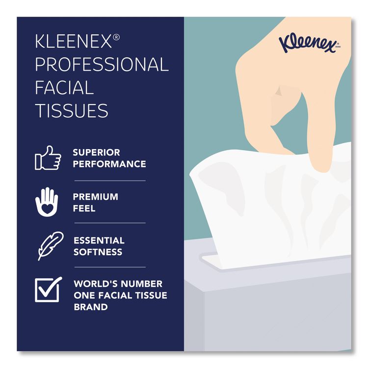 Professional Facial Tissue, Pop-Up Box, 2-Ply, 90 Sheets/Box, 6 Boxes/Pack