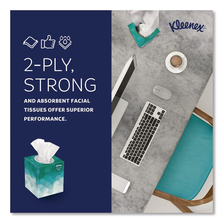 Professional Facial Tissue, Pop-Up Box, 2-Ply, 90 Sheets/Box, 6 Boxes/Pack, 6 Packs/Carton