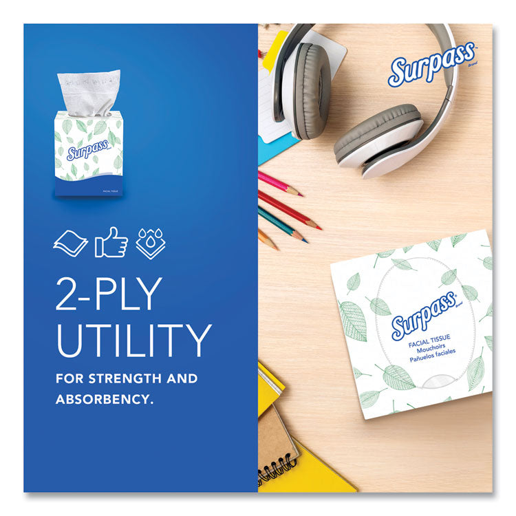 Facial Tissue for Business, Pop-Up Box, 2-Ply, White, 90 Sheets/Box, 36 Boxes/Carton