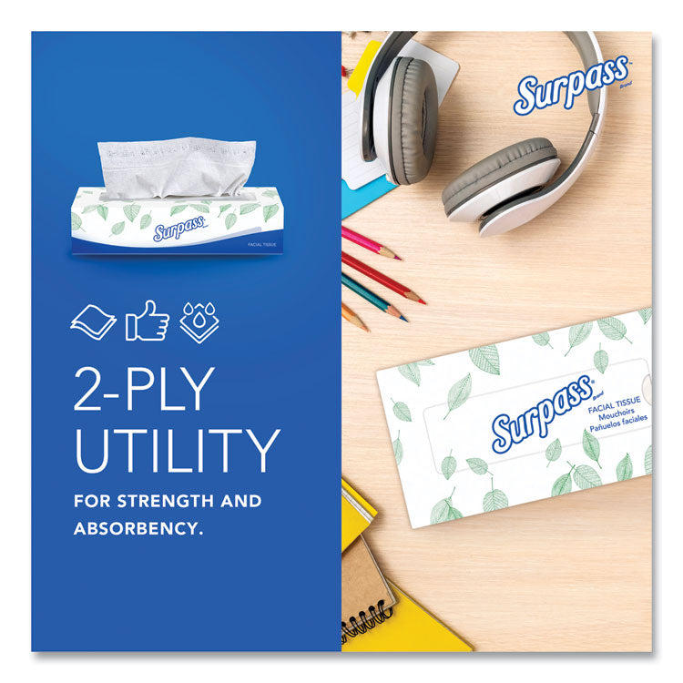 Facial Tissue for Business, Flat Box, 2-Ply, White, 100 Sheets/Box, 30 Boxes/Carton