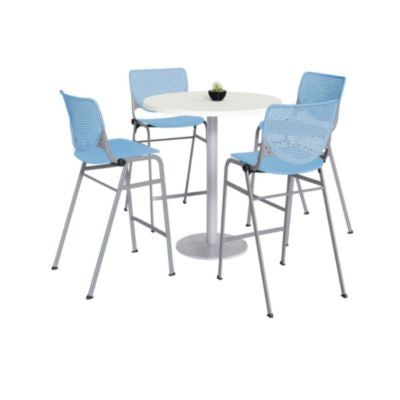 KFI811774037143 TABLE,4 SBLU STOOLS,WH