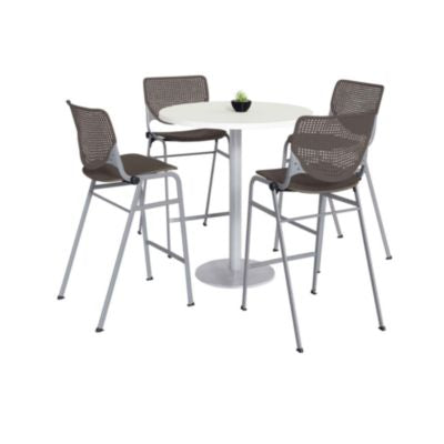 KFI811774037129 TABLE,4 BRN STOOLS,WH