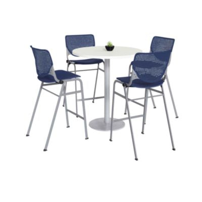 KFI811774037051 TABLE,4 NAVY STOOLS,WH