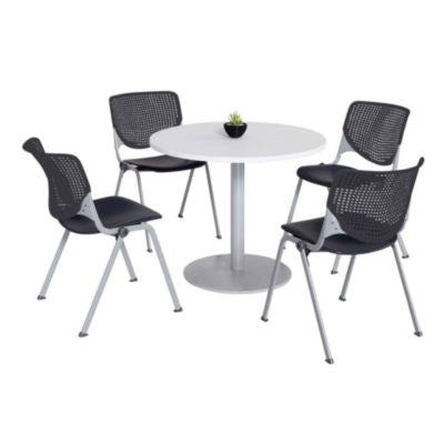 KFI811774036696 TABLE,WHT, 4 CHAIRS,BK