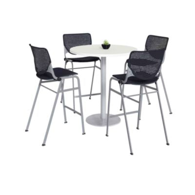 KFI811774037082 TABLE,4 BLK STOOLS,WH