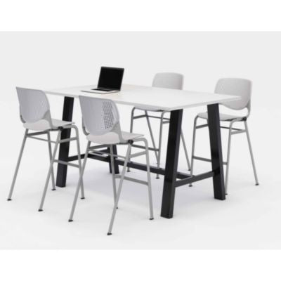 KFI840031900593 TABLE,4 LGR CHAIRS,WH