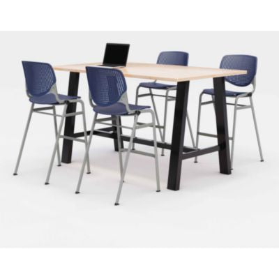 KFI840031900739 TABLE,4 NAVY CHAIRS,DBR
