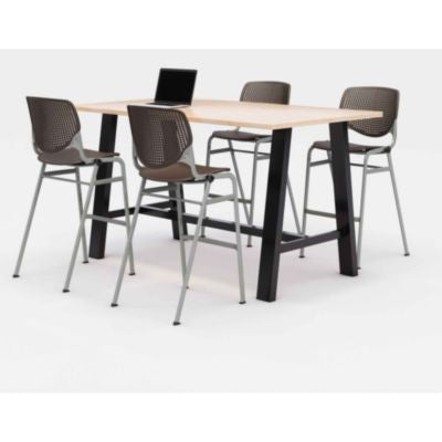 KFI840031900807 TABLE,4 BRN CHAIRS,DBR