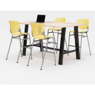 KFI840031900777 TABLE,4 YELL CHAIRS,DBR