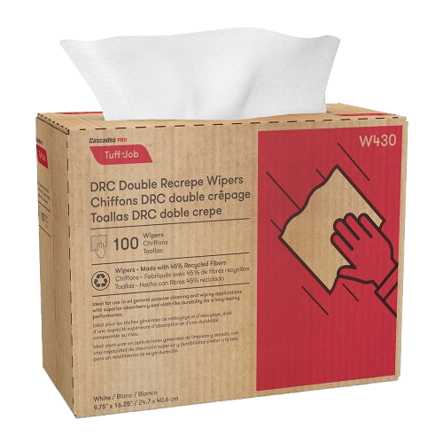 DRC Medium Weight Wiper White 9.75" X 16.25" Pop-Up Box, 100 Sheets / Box, 8 Boxes / Case, 100 Cases